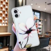 For iPhone 16 Plus Colorful Painting Pattern TPU Phone Case(White Flowers)