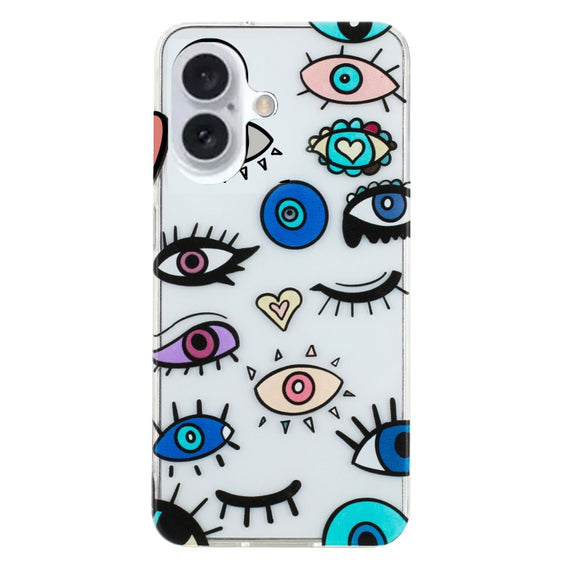 For iPhone 16 Plus Colorful Painting Pattern TPU Phone Case(Eye Monster)