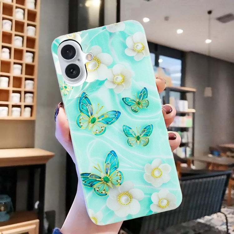 For iPhone 16 Colorful Painting Pattern TPU Phone Case(Butterflies)
