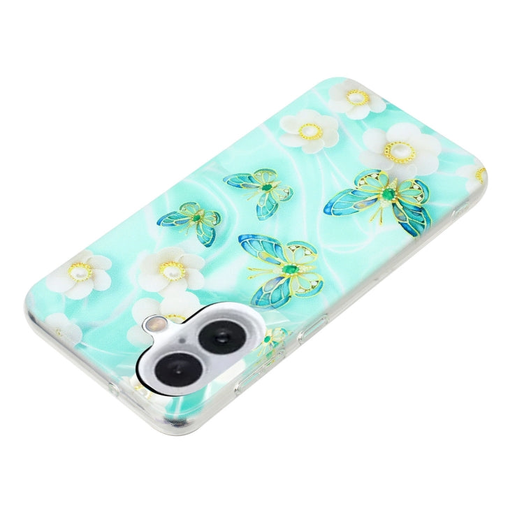 For iPhone 16 Colorful Painting Pattern TPU Phone Case(Butterflies)