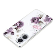 For iPhone 16 Colorful Painting Pattern TPU Phone Case(Peony)