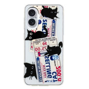 For iPhone 16 Colorful Painting Pattern TPU Phone Case(Black Cat)