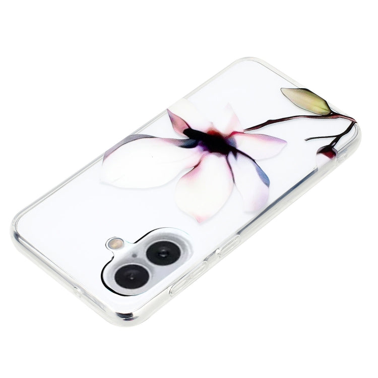 For iPhone 16 Colorful Painting Pattern TPU Phone Case(White Flowers)
