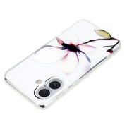 For iPhone 16 Colorful Painting Pattern TPU Phone Case(White Flowers)