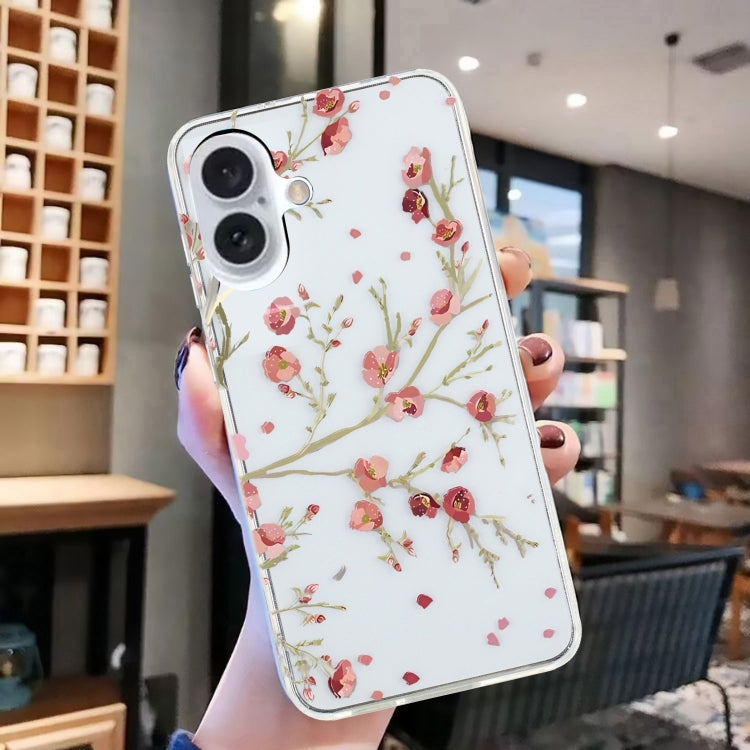 For iPhone 16 Colorful Painting Pattern TPU Phone Case(Red Flowers)