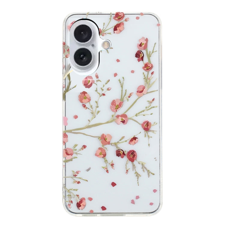 For iPhone 16 Colorful Painting Pattern TPU Phone Case(Red Flowers)