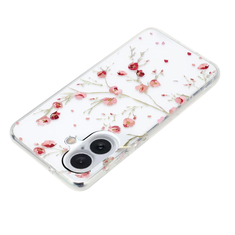 For iPhone 16 Colorful Painting Pattern TPU Phone Case(Red Flowers)