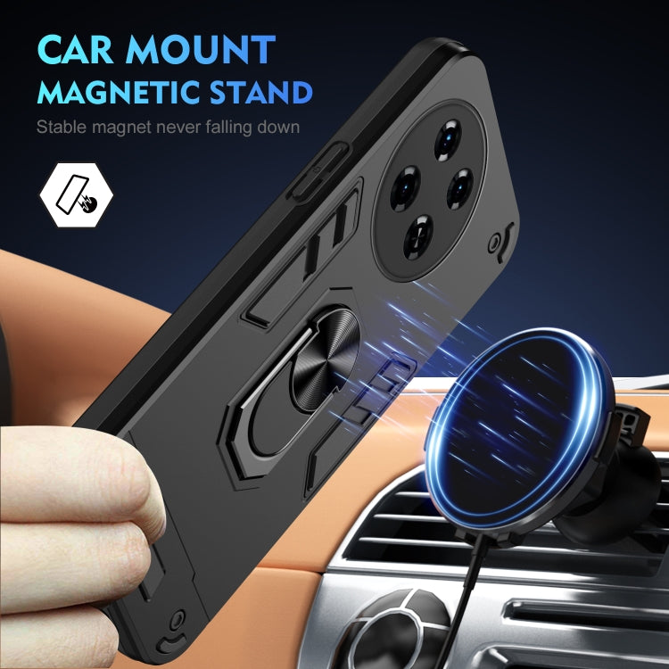 For Tecno Spark 20 Pro+ Shockproof Metal Ring Holder Phone Case(Black)