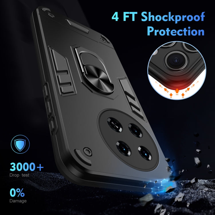 For Tecno Spark 20 Pro+ Shockproof Metal Ring Holder Phone Case(Black)