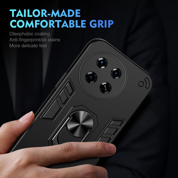 For Tecno Spark 20 Pro+ Shockproof Metal Ring Holder Phone Case(Black)