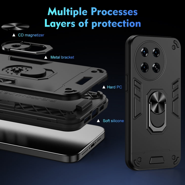 For Tecno Spark 20 Pro+ Shockproof Metal Ring Holder Phone Case(Black)