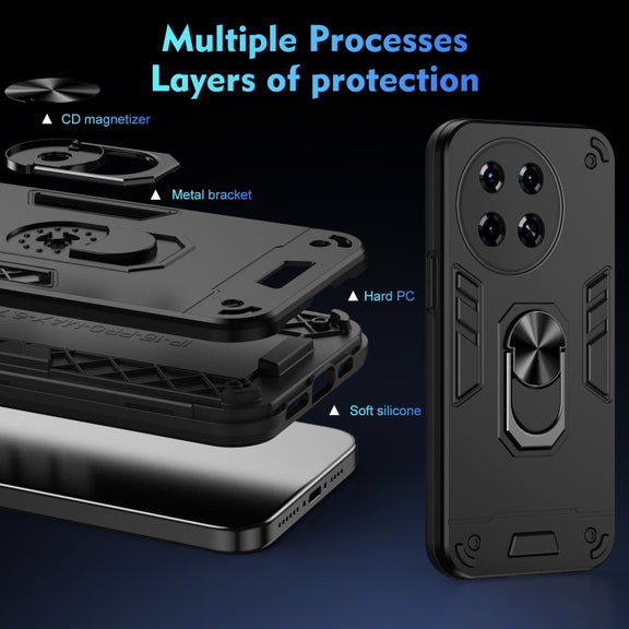 For Tecno Spark 20 Pro+ Shockproof Metal Ring Holder Phone Case(Black)