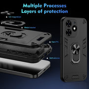 For Tecno Spark Go 2024 Shockproof Metal Ring Holder Phone Case(Black)