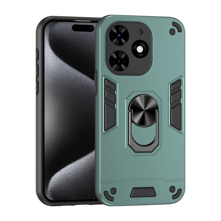 For Tecno Spark Go 2024 Shockproof Metal Ring Holder Phone Case(Green)