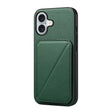 For iPhone 16 D04 Calf Texture Dual Card Slot Holder Phone Case(Green) - iPhone 16 Cases by PMC TechLife | Online Shopping South Africa | PMC TechLife | Buy Now Pay Later Mobicred