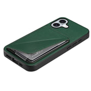 For iPhone 16 D04 Calf Texture Dual Card Slot Holder Phone Case(Green)