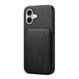 For iPhone 16 Plus D04 Calf Texture Dual Card Slot Holder Phone Case(Black) - iPhone 16 Plus Cases by PMC TechLife | Online Shopping South Africa | PMC TechLife | Buy Now Pay Later Mobicred