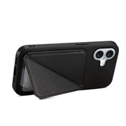 For iPhone 16 Plus D04 Calf Texture Dual Card Slot Holder Phone Case(Black)
