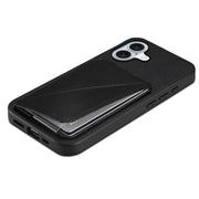 For iPhone 16 Plus D04 Calf Texture Dual Card Slot Holder Phone Case(Black)