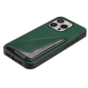 For iPhone 16 Pro D04 Calf Texture Dual Card Slot Holder Phone Case(Green)