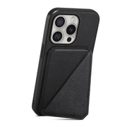 For iPhone 16 Pro Max D04 Calf Texture Dual Card Slot Holder Phone Case(Black)