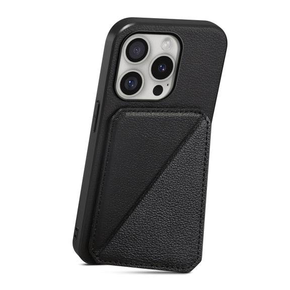 For iPhone 16 Pro Max D04 Calf Texture Dual Card Slot Holder Phone Case(Black)