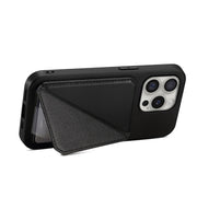 For iPhone 16 Pro Max D04 Calf Texture Dual Card Slot Holder Phone Case(Black)