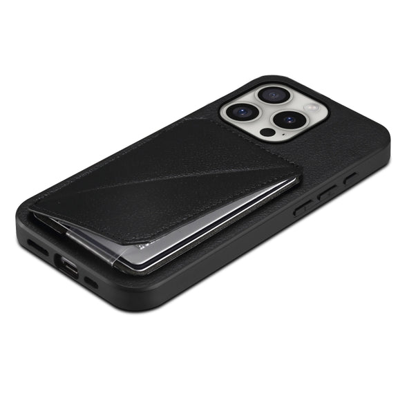 For iPhone 16 Pro Max D04 Calf Texture Dual Card Slot Holder Phone Case(Black)