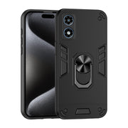 For Motorola Moto G Play 2024 Shockproof Metal Ring Holder Phone Case(Black)