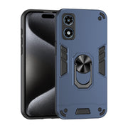 For Motorola Moto G Play 2024 Shockproof Metal Ring Holder Phone Case(Blue)