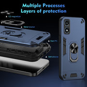 For Motorola Moto G Play 2024 Shockproof Metal Ring Holder Phone Case(Blue)