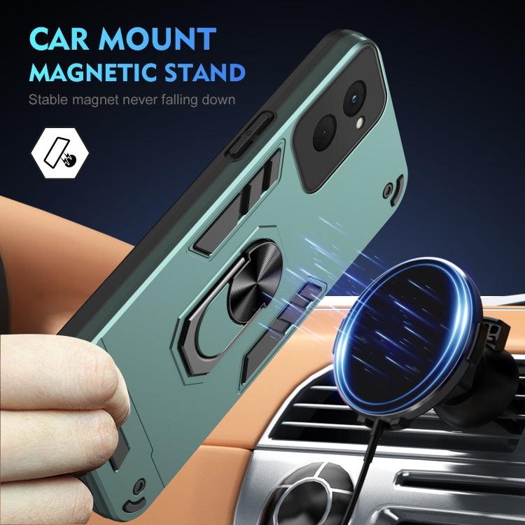 For Motorola Moto G Power 2024 Shockproof Metal Ring Holder Phone Case(Green)