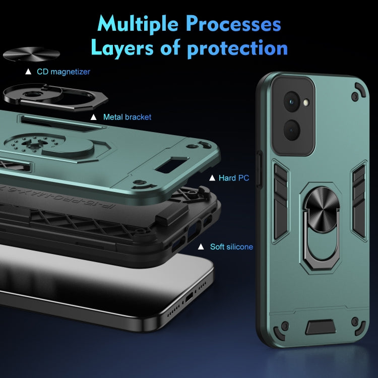 For Motorola Moto G Power 2024 Shockproof Metal Ring Holder Phone Case(Green)