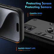 For Motorola Edge 2024 Shockproof Metal Ring Holder Phone Case(Black)