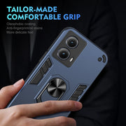 For Motorola Edge 2024 Shockproof Metal Ring Holder Phone Case(Blue)