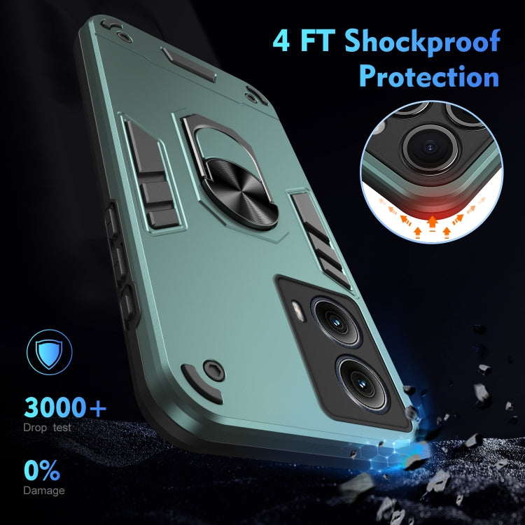 For Motorola Edge 2024 Shockproof Metal Ring Holder Phone Case(Green)