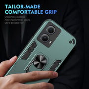 For Motorola Edge 2024 Shockproof Metal Ring Holder Phone Case(Green)
