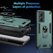 For Motorola Edge 2024 Shockproof Metal Ring Holder Phone Case(Green)