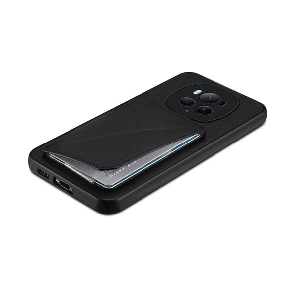 For Honor Magic6 Pro 5G D04 Calf Texture Dual Card Slot Holder Phone Case(Black)