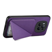 For Honor Magic6 Pro 5G D04 Calf Texture Dual Card Slot Holder Phone Case(Purple)