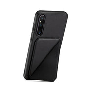 For Sony Xperia 1 V D04 Calf Texture Dual Card Slot Holder Phone Case(Black)