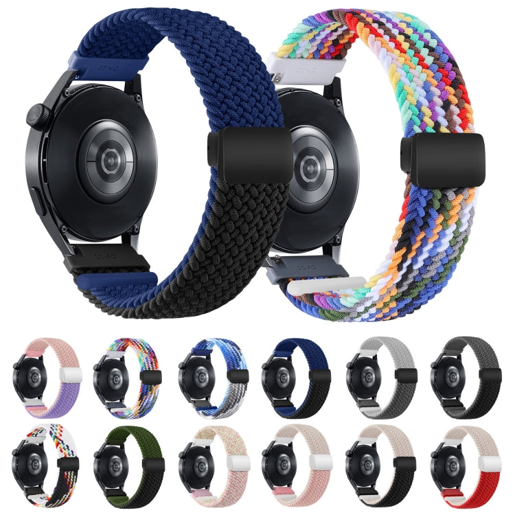18mm Two-color Magnetic Braided Nylon Watch Band(White Black Rainbow)