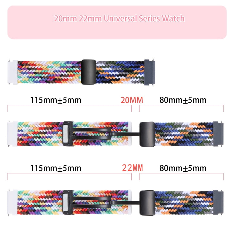 20mm Two-color Magnetic Braided Nylon Watch Band(Light Dark Grey)