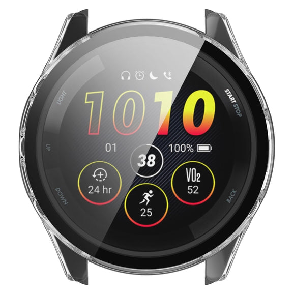 For Garmin Forerunner 165 / 165 Music PC + Tempered Film Integrated Watch Protective Case(Transparent)