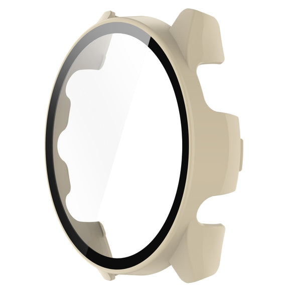 For Garmin Forerunner 165 / 165 Music PC + Tempered Film Integrated Watch Protective Case(Ivory White)