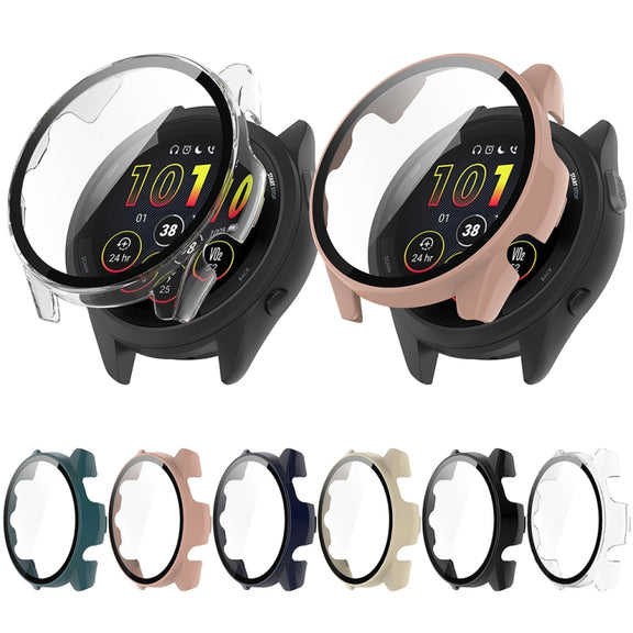 For Garmin Forerunner 165 / 165 Music PC + Tempered Film Integrated Watch Protective Case(Ink Blue)