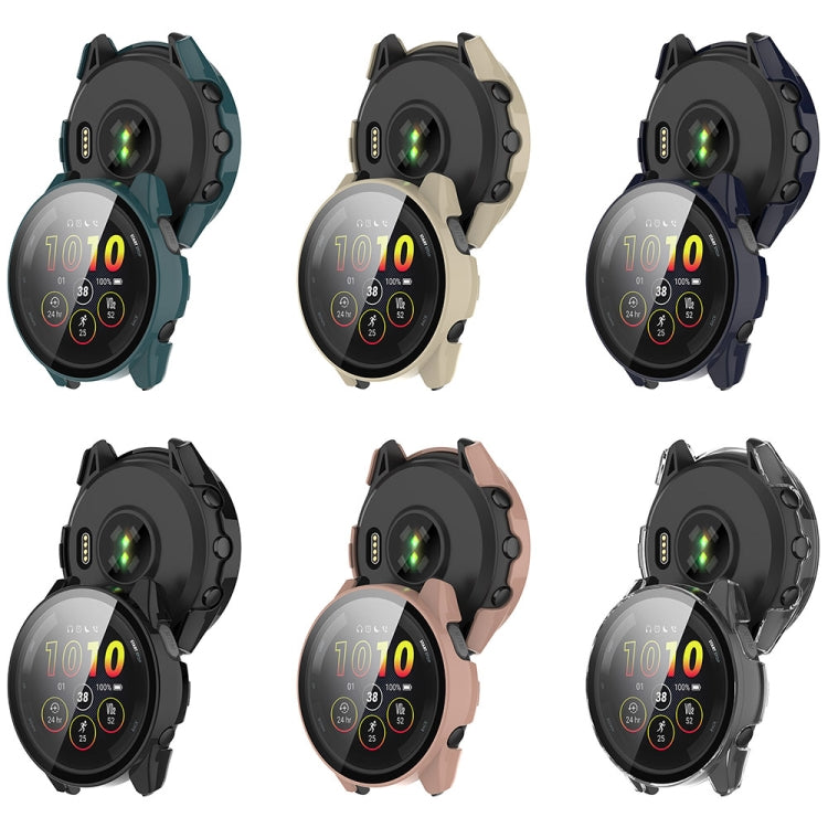 For Garmin Forerunner 165 / 165 Music PC + Tempered Film Integrated Watch Protective Case(Ink Blue)