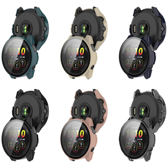 For Garmin Forerunner 165 / 165 Music PC + Tempered Film Integrated Watch Protective Case(Ink Blue)