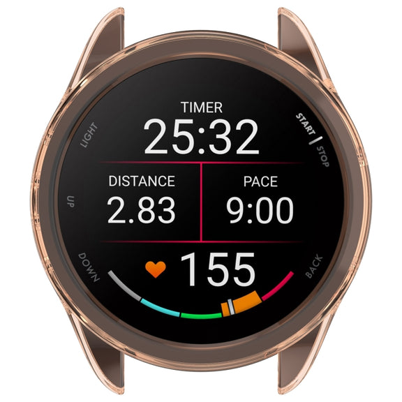 For Garmin Forerunner 165 / 165 Music Half Pack Hollow TPU Watch Protective Case(Transparent Pink)