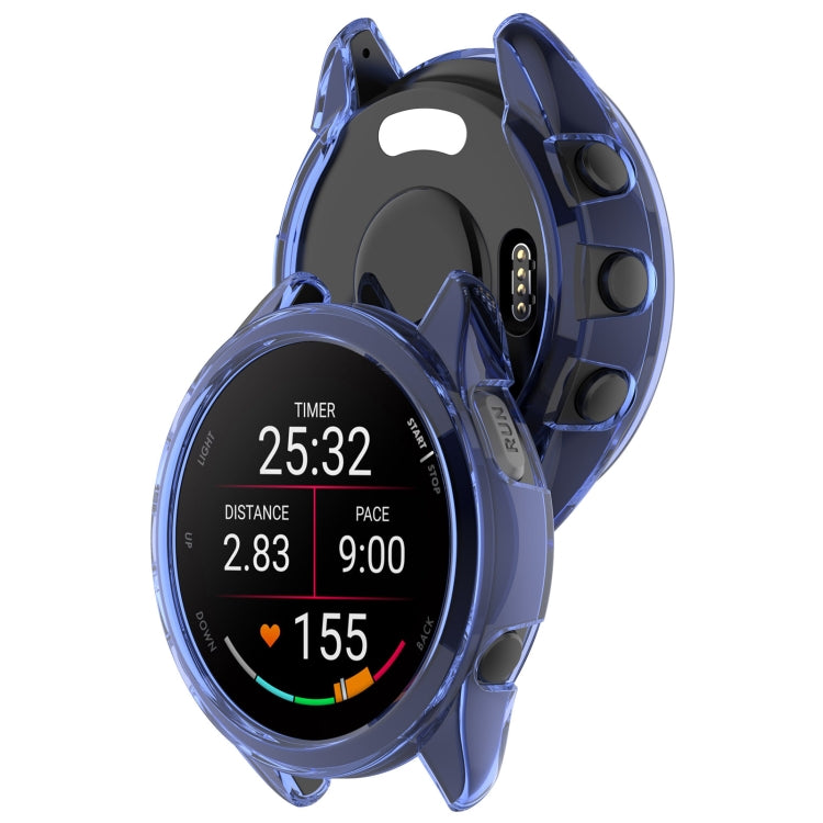 For Garmin Forerunner 165 / 165 Music Half Pack Hollow TPU Watch Protective Case(Transparent Blue)